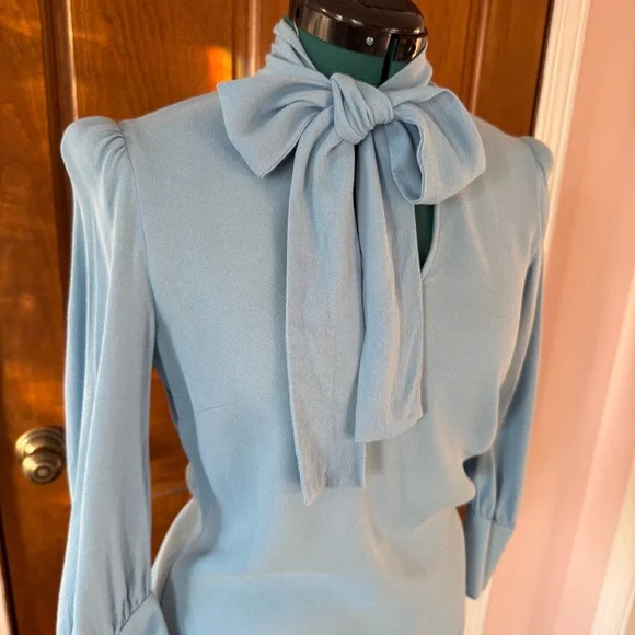 Goat by JANE ATELIER Baby Blue Self Tie Bow Blouse US 4 - Picture 2 of 8